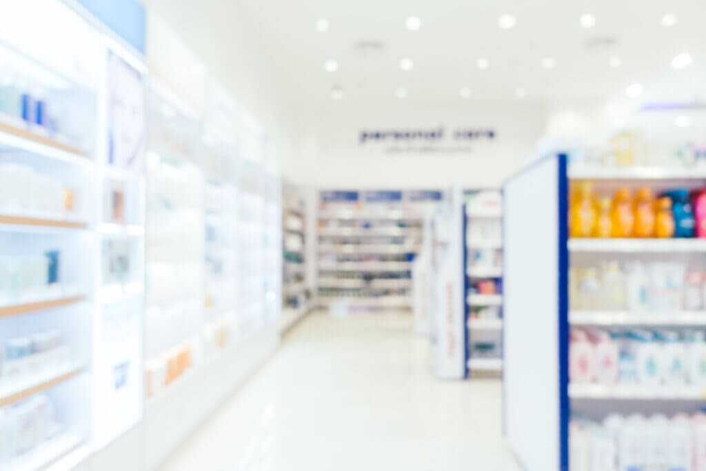 Abstract blur and defocused pharmacy and drug store